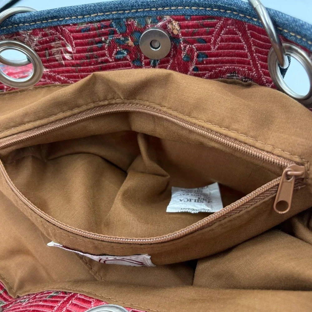 Levis Tote Bag Womens Red Floral Heritage Denim Trim Vintage Y2K‎ Aesthetic